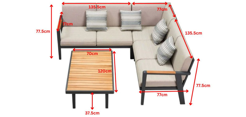 Emoti 5 Seat Corner Sofa Set