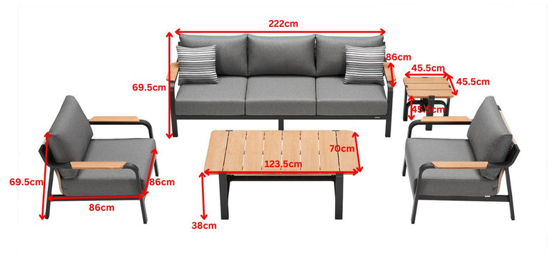 Visconti 5 Seat Conversation Sofa Set
