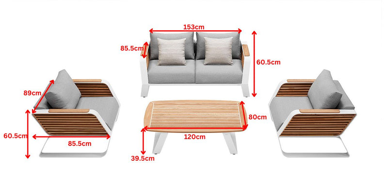 Wing 4 Seat Conversation Sofa Set