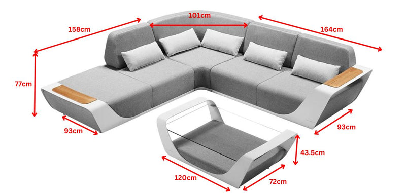 Onda L-Shape Sofa Set Low Back White