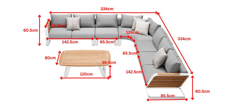 Wing 7 Seat L-Shape Sofa Set (Table Top with Yacht Glue)
