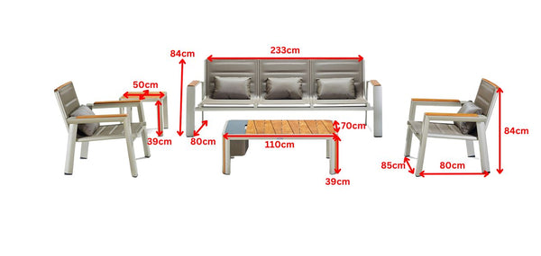 Набор диванов для переговоров на 5 мест (с журнальным столиком и приставным столиком для хранения вещей), серый, Женева