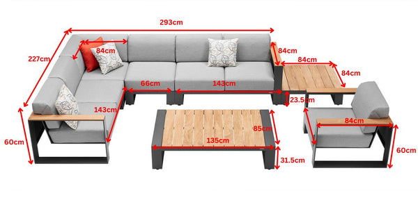 Cambusa Corner Sofa Lounge Set 3 Black