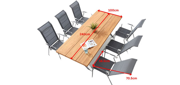 Pioneer 2.0 6-Seat Dining Set Teak Table & Reclining Chairs