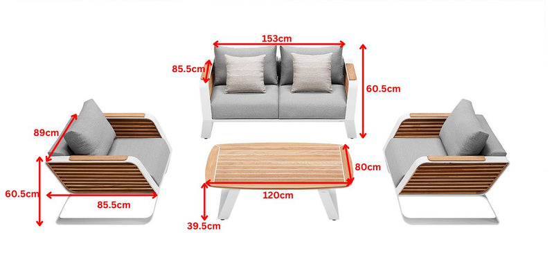 Wing 4 Seat Conversation Sofa Set (Table with Yacht Glue)