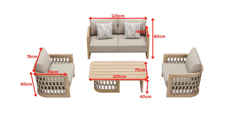 Riva 4 Seat Conversation Sofa Set