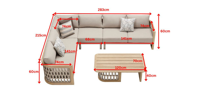 Riva 6 Seat L-Shape Sofa Set