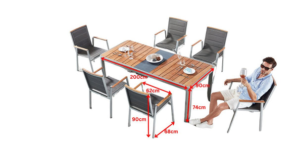 Geneva 6 Seat Dining Set Grey