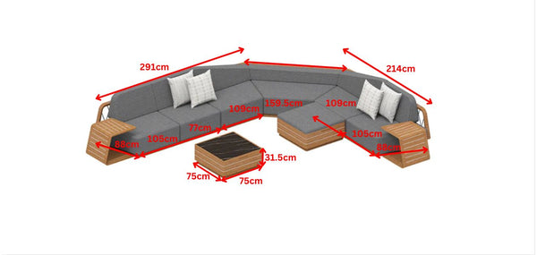 Armonia Large Corner Sofa Set Grey