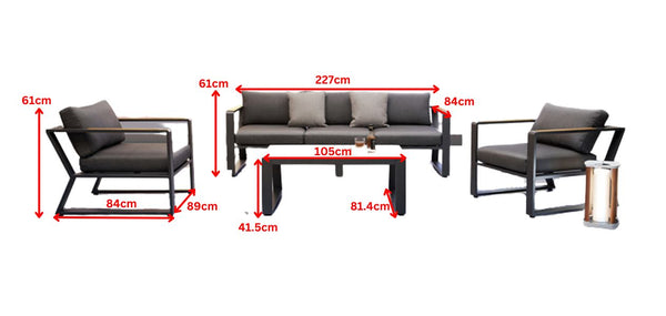 Exee 2.0 5-Seat Conversation Sofa Set Black