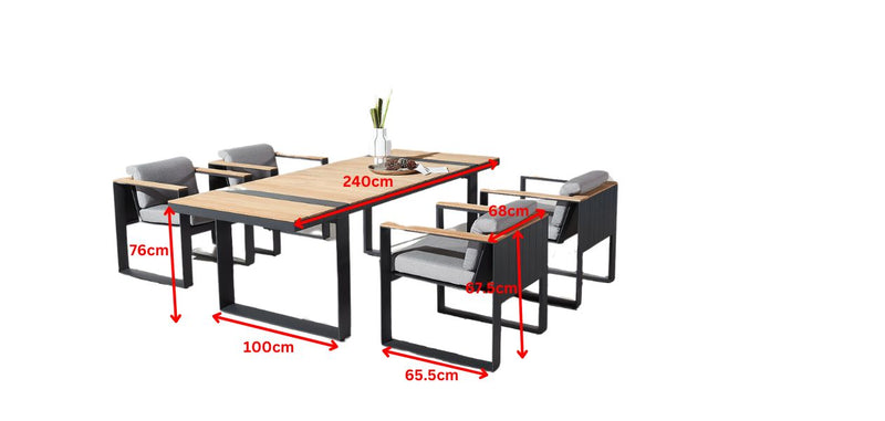 Cambusa 6 Seat Dining Set Black