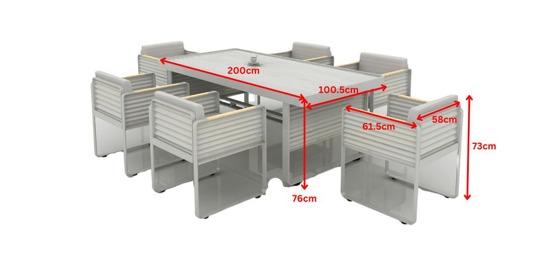 Airport 6 Seat Dining Set Grey
