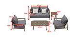 Leo 4 Seat Conversation Sofa Set w/ Side Table