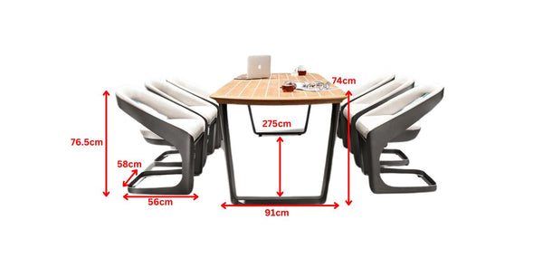 Onda Long Dining Set 8 Chairs