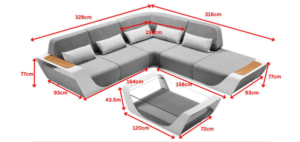 Onda 5 Seat Corner Sofa Set Grey