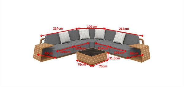 Armonia Corner Sofa Set Grey