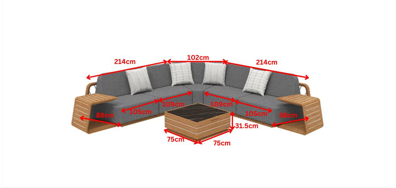 Armonia Corner Sofa Set Grey