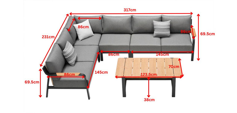 Visconti 6 Seat Corner Sofa Lounge