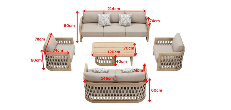 Riva 7 Seat Conversation Sofa Set