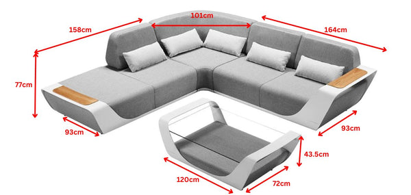 Onda L-Shape Sofa Set High Back (HA) Grey