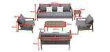 Leo 7 Seat Conversation Sofa Set w/ Side Table