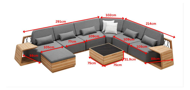 Armonia Large L-Shape Sofa Set 2 Grey