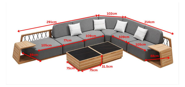 Armonia Large L-Shape Sofa Set Grey