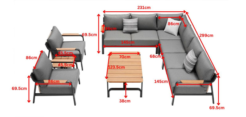 Visconti 6+2 Corner Sofa Lounge