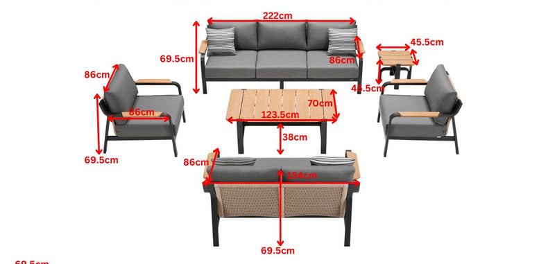Visconti 7 Seat Conversation Sofa Set