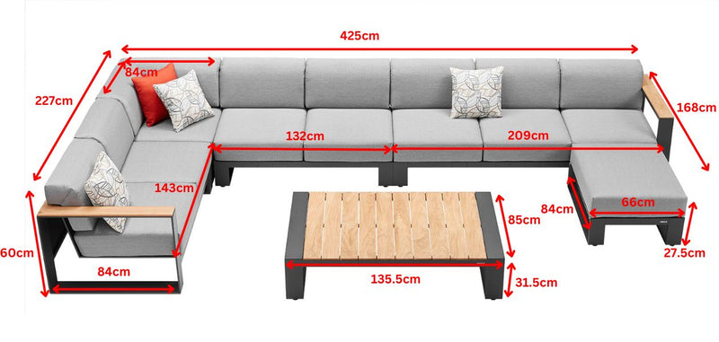 Cambusa Corner Sofa Lounge Set 4 Black