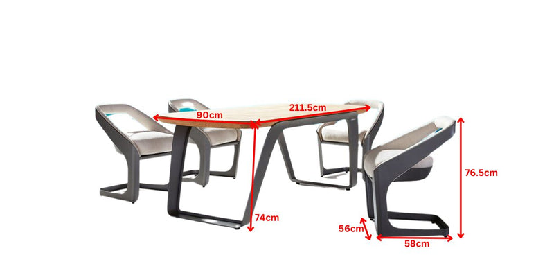 Onda Dining Set 6 Chairs Grey