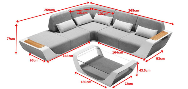 โซฟาตัว L-Shape Onda พนักพิงสูง สีเทา