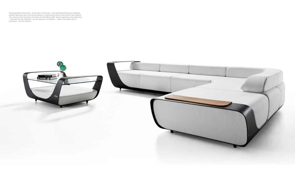 Onda L-Shape Sofa Set Low Back White