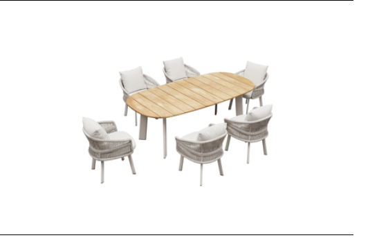 Aio 6 Seat Dining Set White
