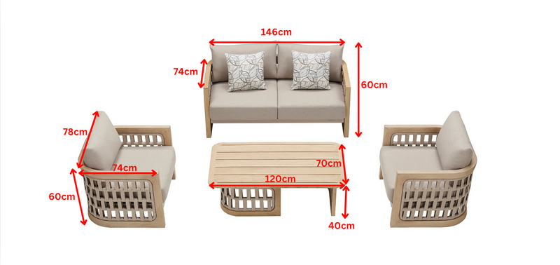 Riva 4 Seat Conversation Sofa Set