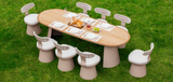 Calla 8 Seat Dining Set Grey (Wood Top)