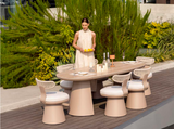 Calla 6 Seat Dining Set Grey (Stone Top)