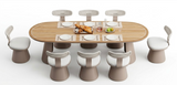 Calla 8 Seat Dining Set Grey (Wood Top)