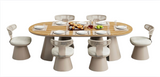 Calla 6 Seat Dining Set Grey (Wood Top)