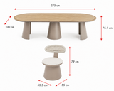 Calla 8 Seat Dining Set Grey (Wood Top)