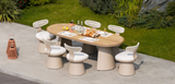 Calla 6 Seat Dining Set Grey (Wood Top)