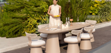 Calla 6 Seat Dining Set Grey (Stone Top)