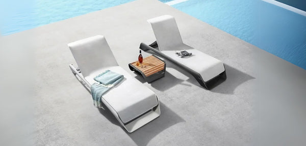 Onda Sun Lounger Set (2 Sunbeds & 1 Side Table) Grey