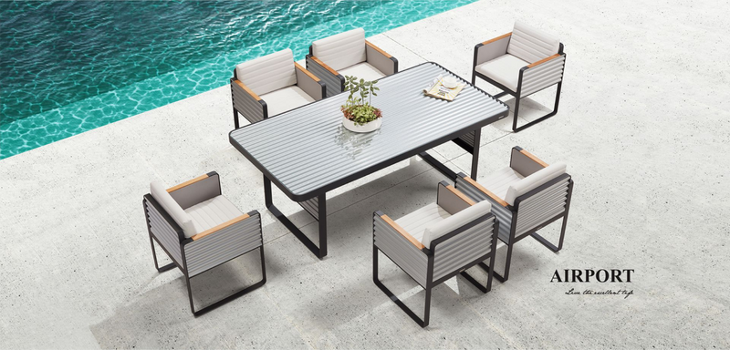 Airport 6 Seat Dining Set Black