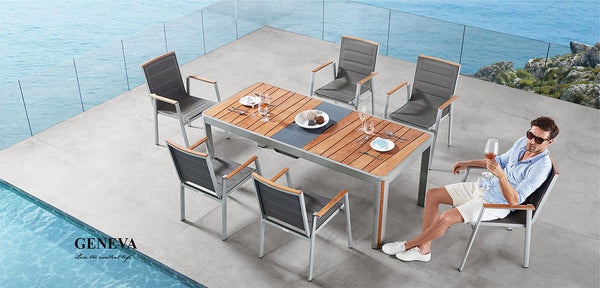 Geneva 6 Seat Dining Set Grey