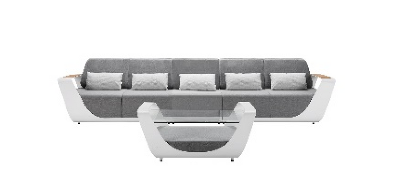 Onda Long Sofa High Backrest & Armrests Grey