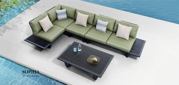 Sophia 2.0 L-Shaped Lounge with intered stone Coffee Table