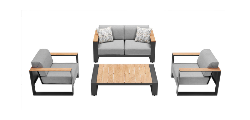 Cambusa 4 Seat Conversation Set Black HiSoLiving