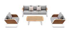 Wing 5 Seat Conversation Set White Frame